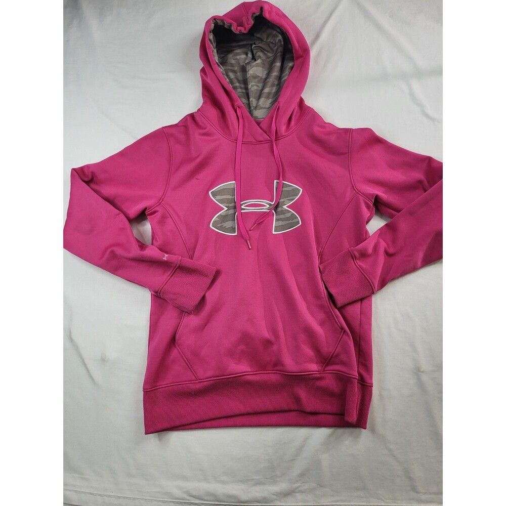 Under Armour Hoodie Women's Sz Medium Pink Camo Storm Coldgear Fleece M